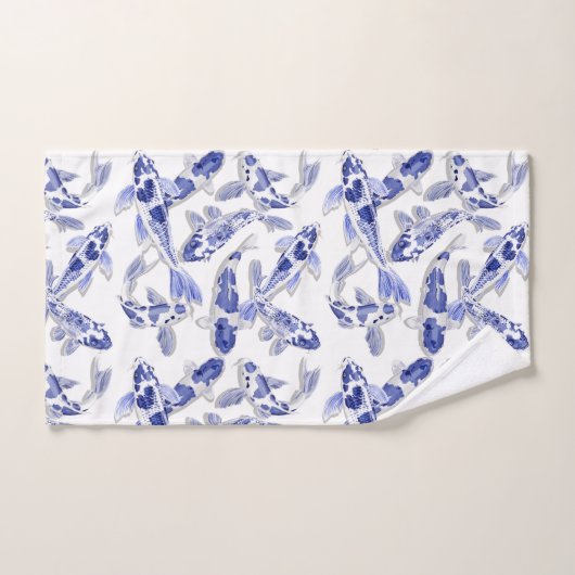 Blauw en witte koi bad handdoek (Handdoek)
