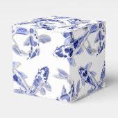 Blauw en witte koi bedankdoosjes (Voorkant Zijde)
