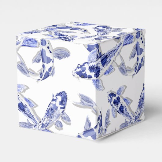 Blauw en witte koi bedankdoosjes (Voorkant Zijde)