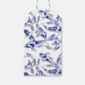 Blauw en witte koi cadeaulabel (Voorkant)