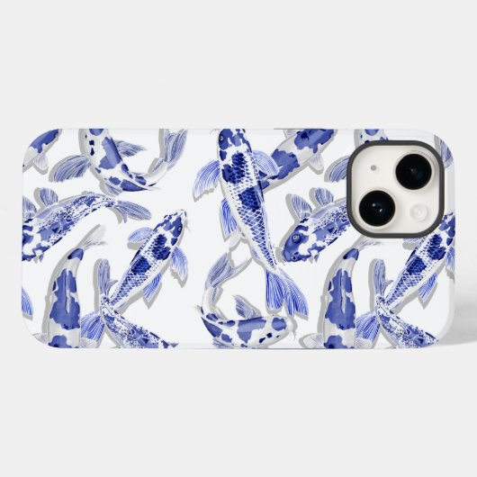 Blauw en witte koi Case-Mate iPhone case (Achterkant (horizontaal))