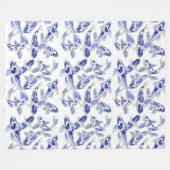 Blauw en witte koi fleece deken (Voorkant (Horizontaal))