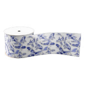 Blauw en witte koi grosgrain lint (Spoel)
