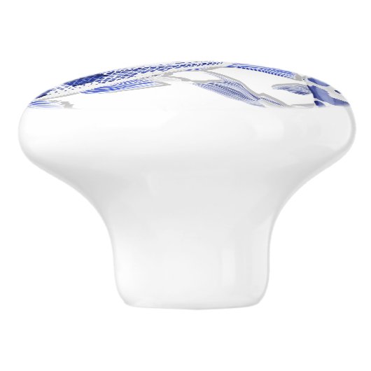 Blauw en witte koi keramische knop (Zijkant)