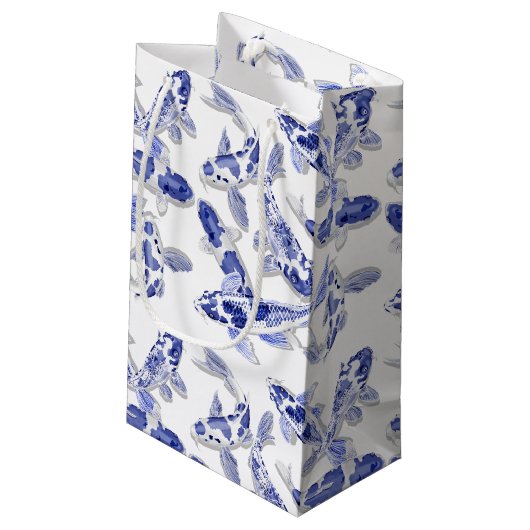 Blauw en witte koi klein cadeauzakje (Achterkant Gekanteld)