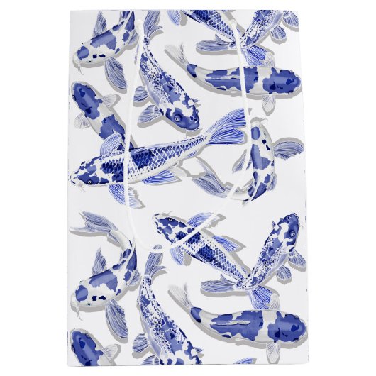 Blauw en witte koi medium cadeauzakje (Voorkant)