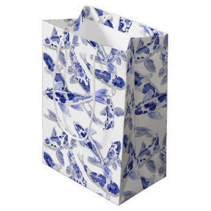 Blauw en witte koi medium cadeauzakje