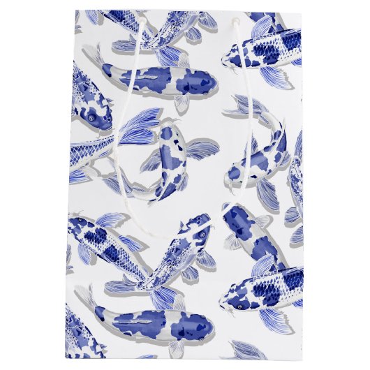 Blauw en witte koi medium cadeauzakje (Achterkant)