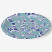 Blauw en witte koi papieren bordje (Gekanteld)
