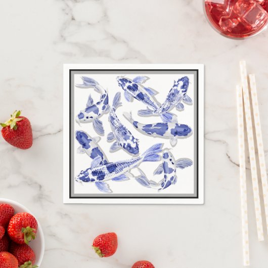 Blauw en witte koi servetten (Insitu)