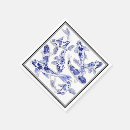 Blauw en witte koi servetten (Hoek)
