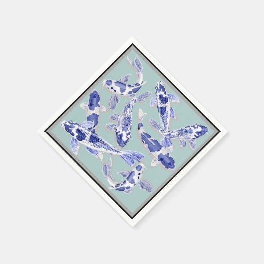 Blauw en witte koi servetten (Hoek)