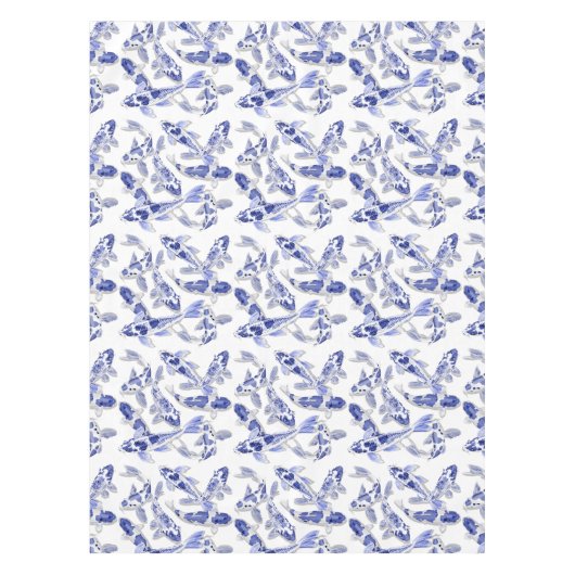 Blauw en witte koi tafelkleed (Voorkant)