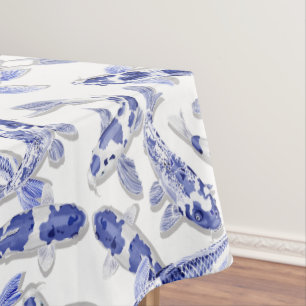 Blauw en witte koi tafelkleed