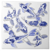 Blauw en witte koi tegeltje (Voorkant)