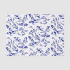 Blauw en witte koi tissuepapier