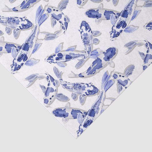 Blauw en witte koi tissuepapier (Detail)