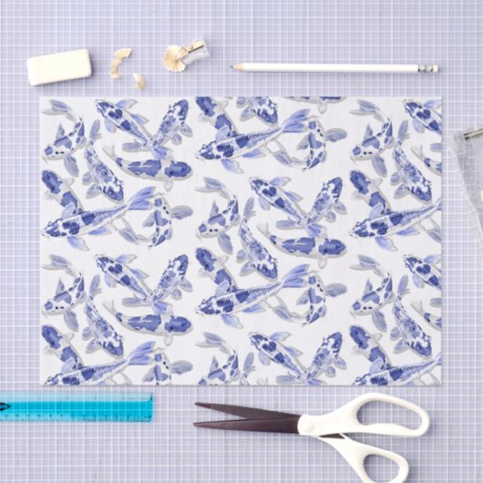Blauw en witte koi tissuepapier (Craft)