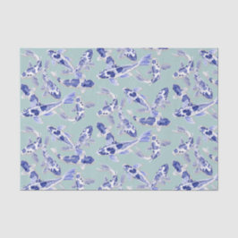 Blauw en witte koi tissuepapier