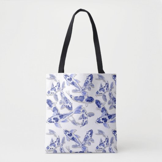 Blauw en witte koi tote bag (Voorkant)