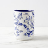 Blauw en witte koi tweekleurige koffiemok (Center)