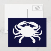 Blauw en Witte Krab Vorm Briefkaart (Voorkant / Achterkant)