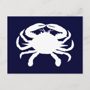 Blauw en Witte Krab Vorm Briefkaart