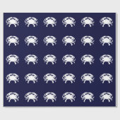 Blauw en Witte Krab Vorm Cadeaupapier (Vlak)