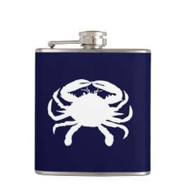 Blauw en Witte Krab Vorm Heupfles