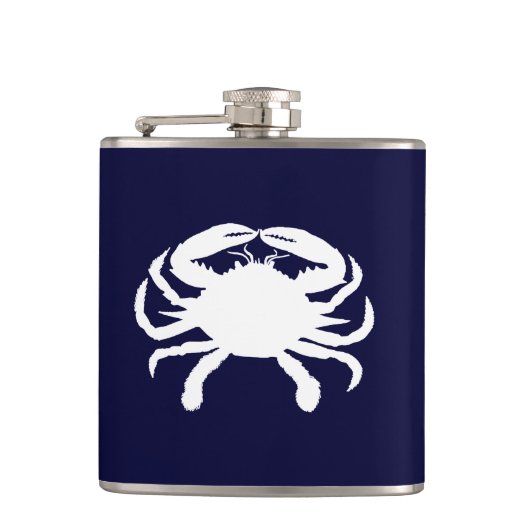 Blauw en Witte Krab Vorm Heupfles (Voorkant)