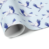 Blauw- en witte kranen, verpakkingspapier cadeaupapier (Rol Hoek)
