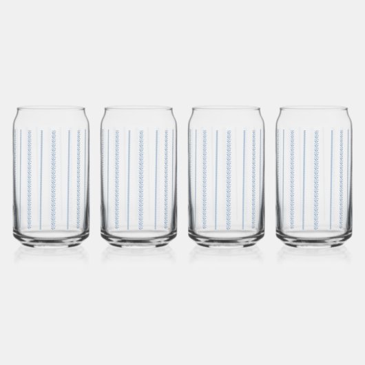 Blauw en Witte Kuststrepen Blikvorm Glas (Achterkant)