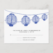 Blauw en witte lantaarns bruiloft RSVP Uitnodiging Briefkaart (Voorkant)