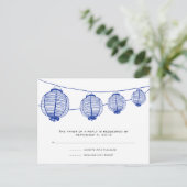 Blauw en witte lantaarns bruiloft RSVP Uitnodiging Briefkaart (Staand voorkant)