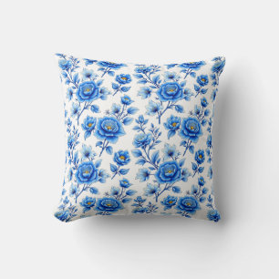 Blauw en Witte Magie Kussen