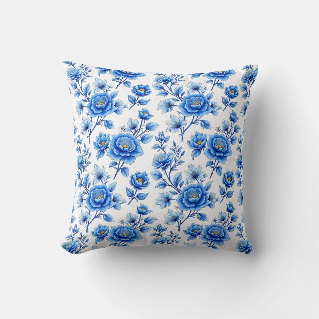 Blauw en Witte Magie Kussen (Voorkant)