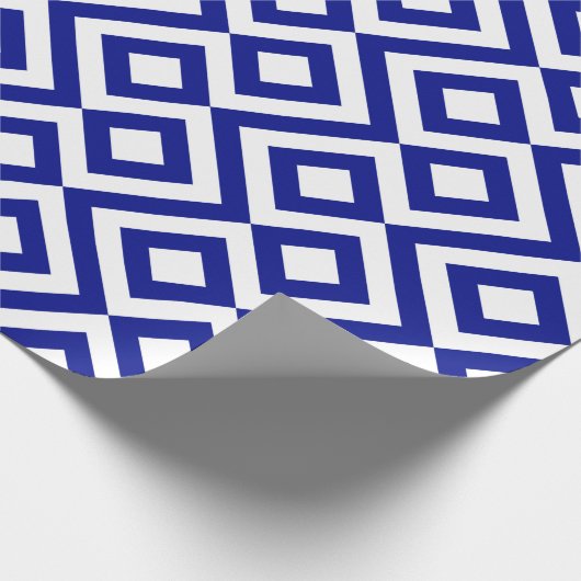 Blauw en witte mander cadeaupapier (Hoek)