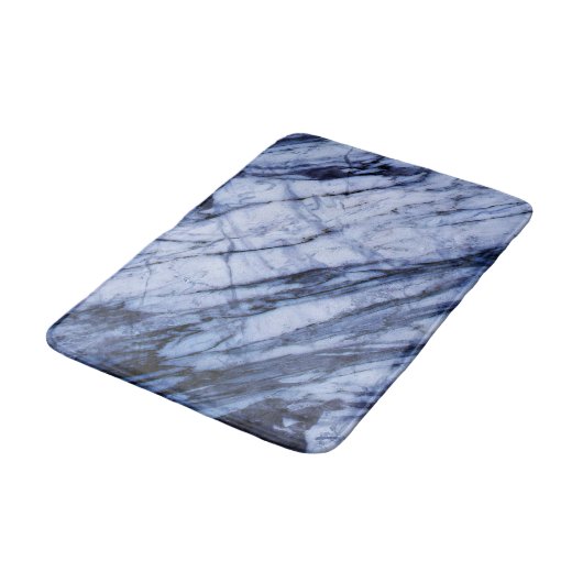 Blauw- en witte marmer Moderne afbeelding Badmat (Gekanteld)