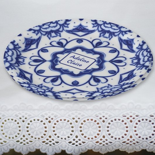  Blauw en Witte middag Thea - Naam/Tekst Papieren Bordje