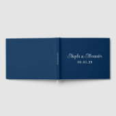 Blauw en Witte Mooie Kromme Script Bruiloft Gastenboek (Volledig)