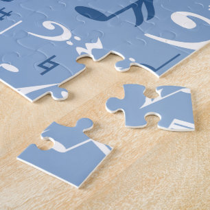 Blauw en witte Muzieknoten Willekeurig patroon Legpuzzel