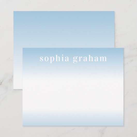 Blauw en witte ombre notitiekaartje (Voorkant / Achterkant)