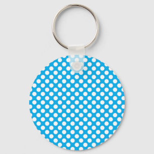 Blauw- en witte poka-puntpatroon sleutelhanger