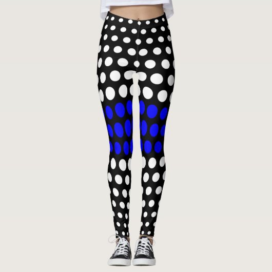 Blauw- en witte poka-vlek leggings (Voorkant)