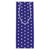 Blauw- en witte poka-vlek wijn cadeautas (Achterkant)