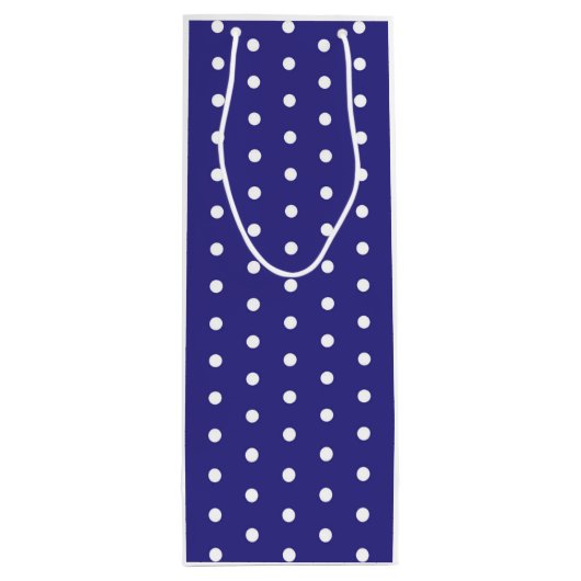Blauw- en witte poka-vlek wijn cadeautas (Achterkant)