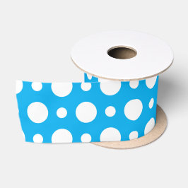 BLAUW- EN WITTE POLKA-DOTS SATIJNEN LINT
