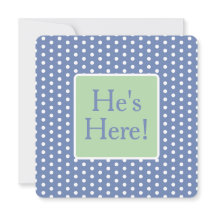 Blauw en witte polka stippen met groen monogram