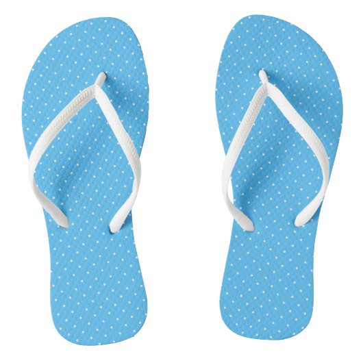 blauw en witte polka stippen teenslippers (Voetbed)