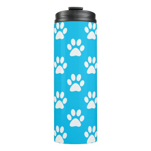 Blauw- en witte pootafdrukken thermosbeker (Voorkant)